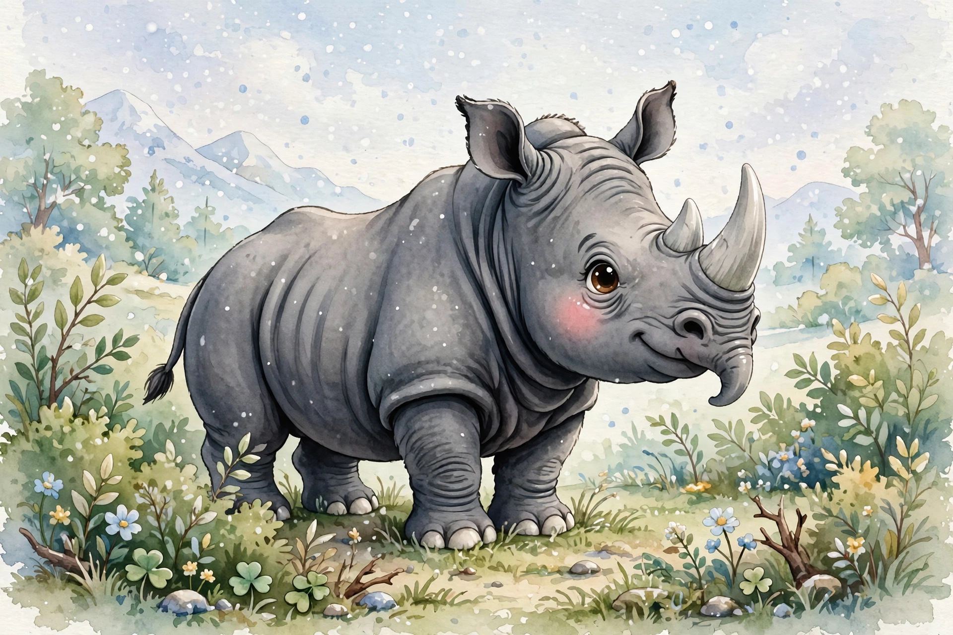 Black rhinoceros illustration