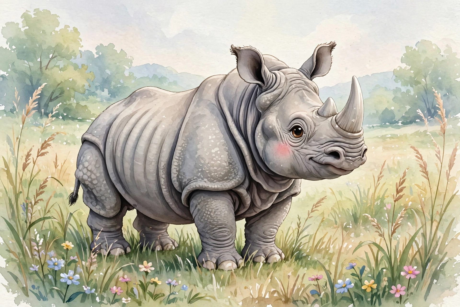 Greater one-horned rhinoceros illustration