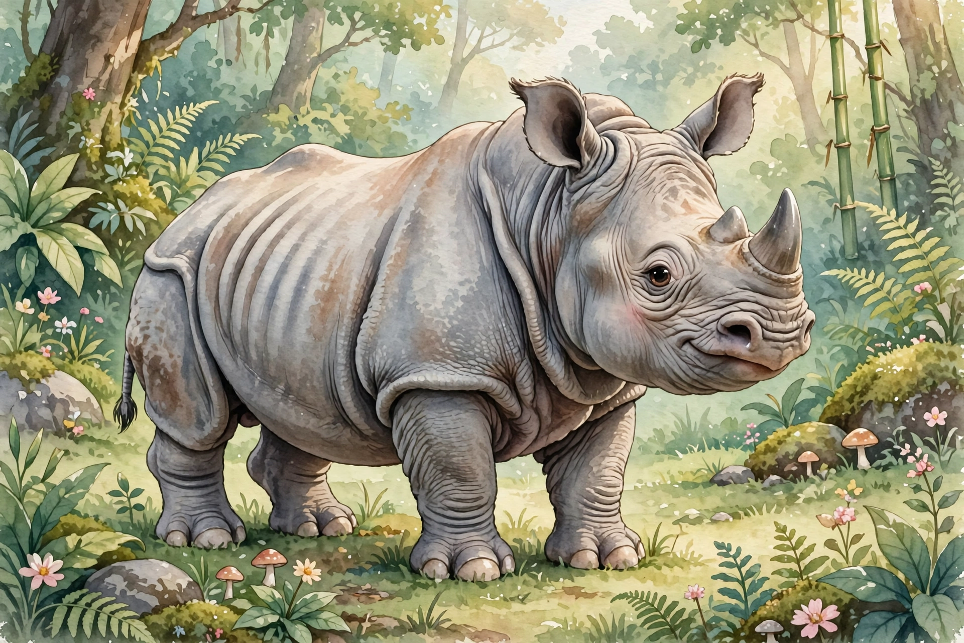 Javan rhinoceros illustration