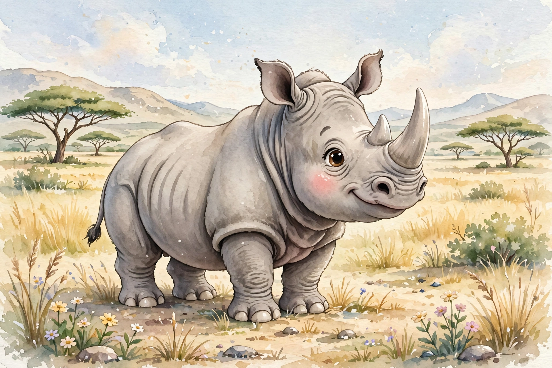 White rhinoceros illustration